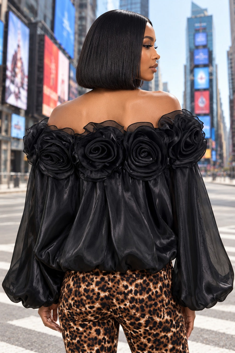 Midnight Bloom Rose Blouse