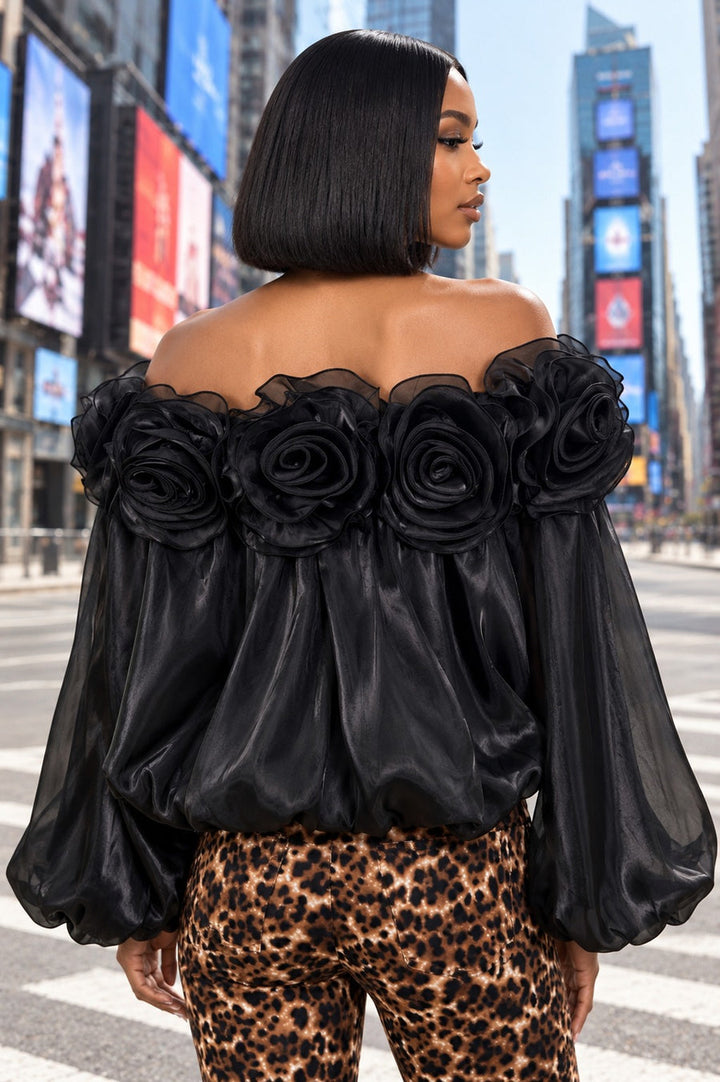 Midnight Bloom Rose Blouse