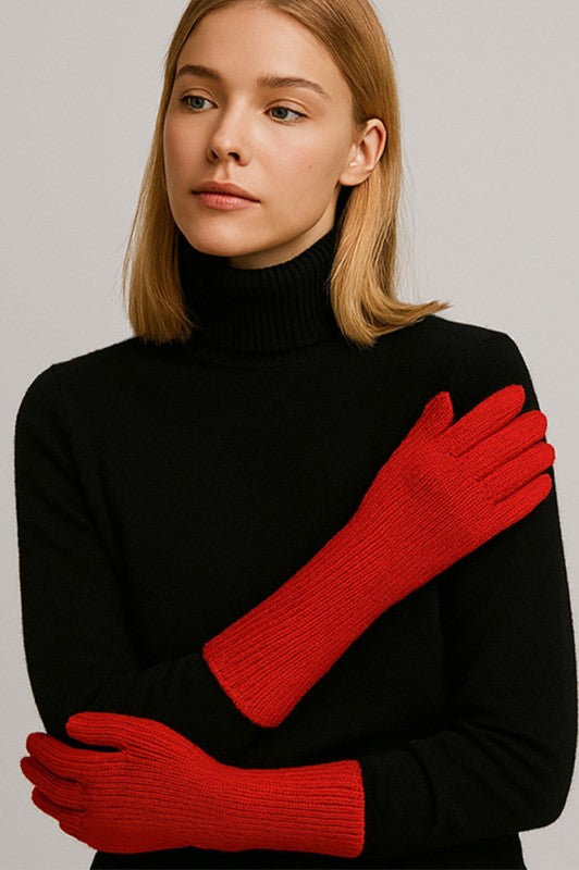 Long Winter Knit Gloves