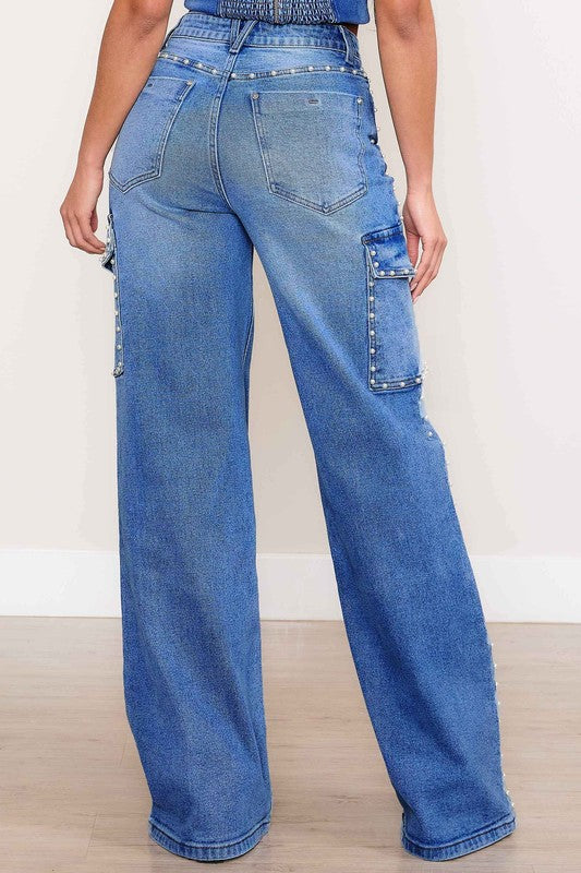 The Revel Luxe Pearl Cargo Jeans