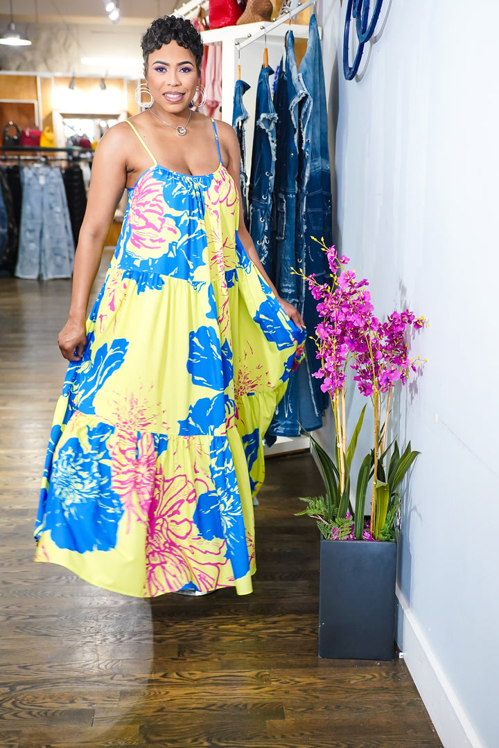 Island printed Strap Maxi Dress