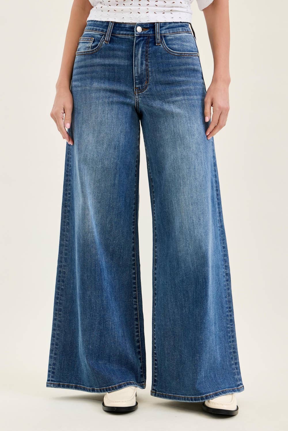 The Skyline Wide Leg Palazzo Jeans| Judy Blue