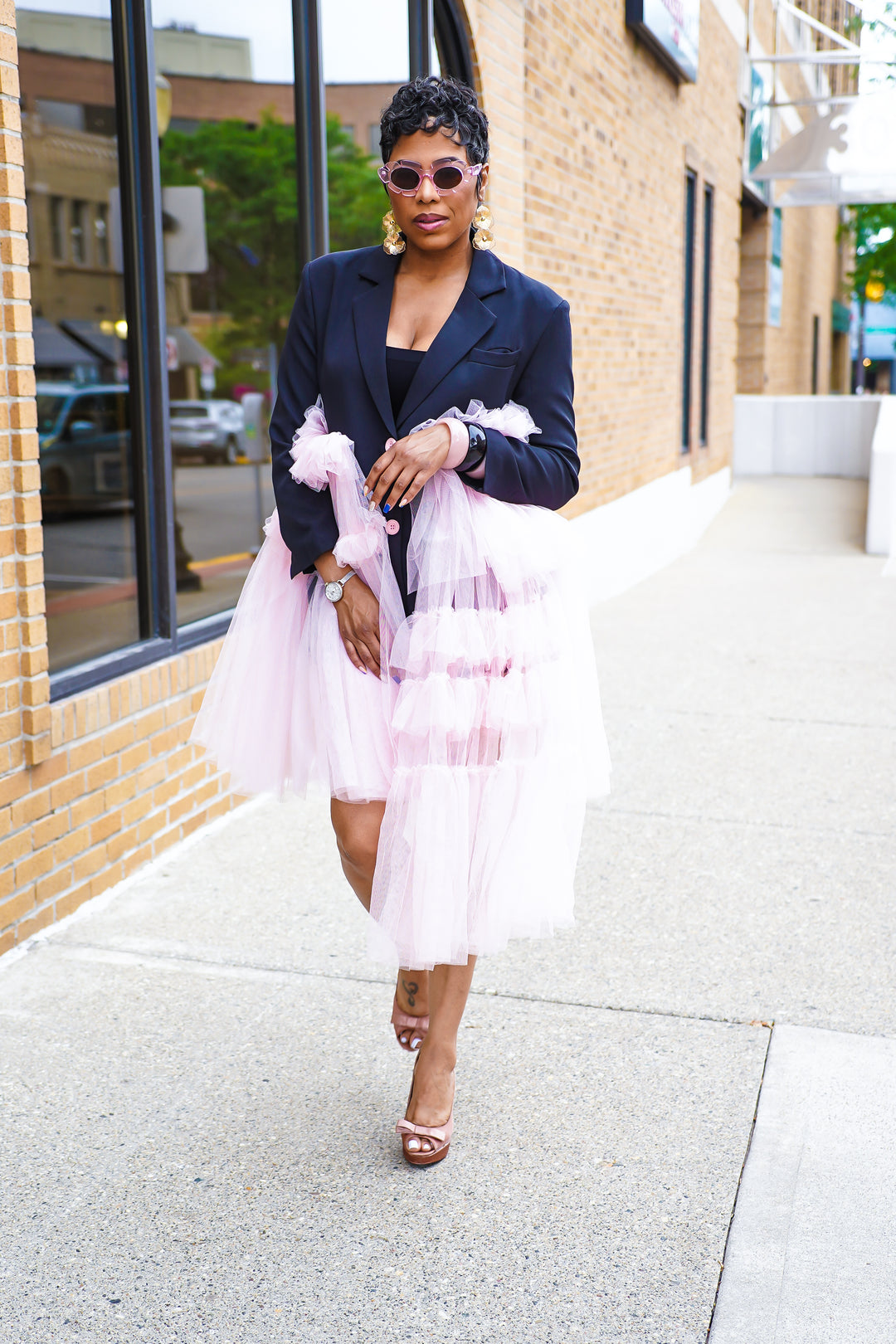 MY MY RUFFLE TUXEDO DRESS