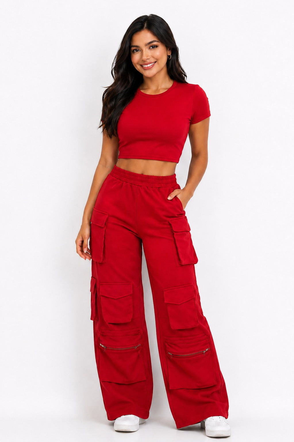 Comfy Big Pockets Cargo pants (Red)