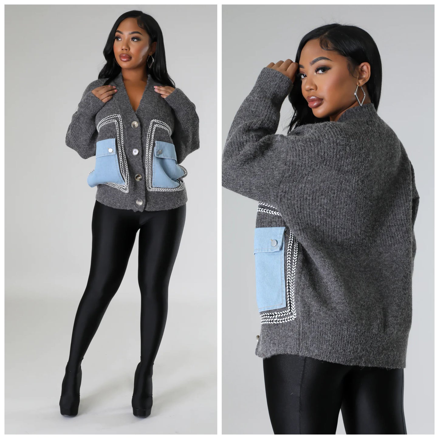 School Gurl Denim Mix Cardigan