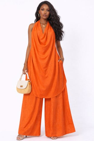 Allure Draped Top &amp; Palazzo Pants Set