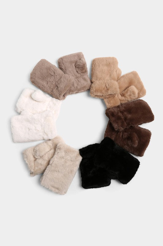 All fluffy Faux Fur Fingerless Gloves