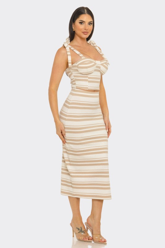 Pretty Stripes Corset Bow Skirt Set