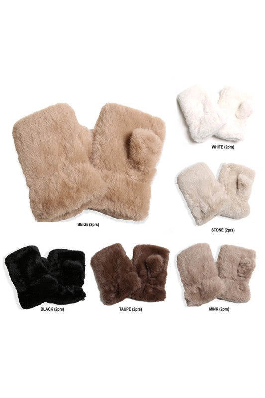 All fluffy Faux Fur Fingerless Gloves
