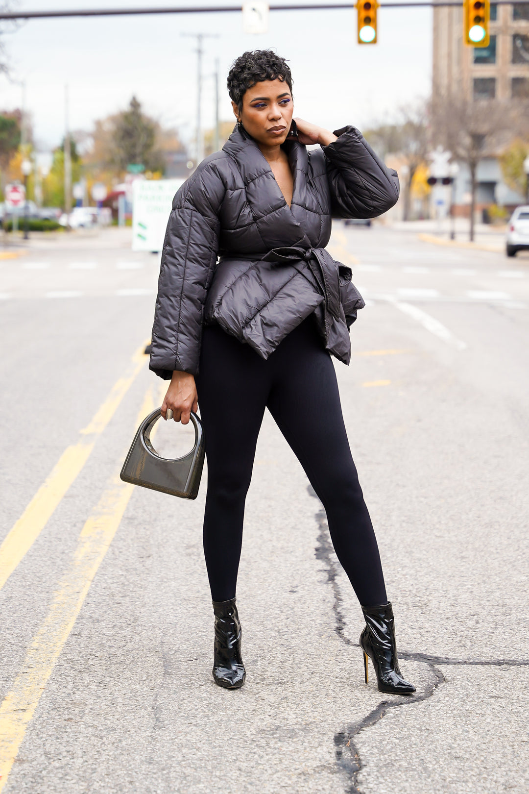 Puffer & Peplum  Belted Jacket