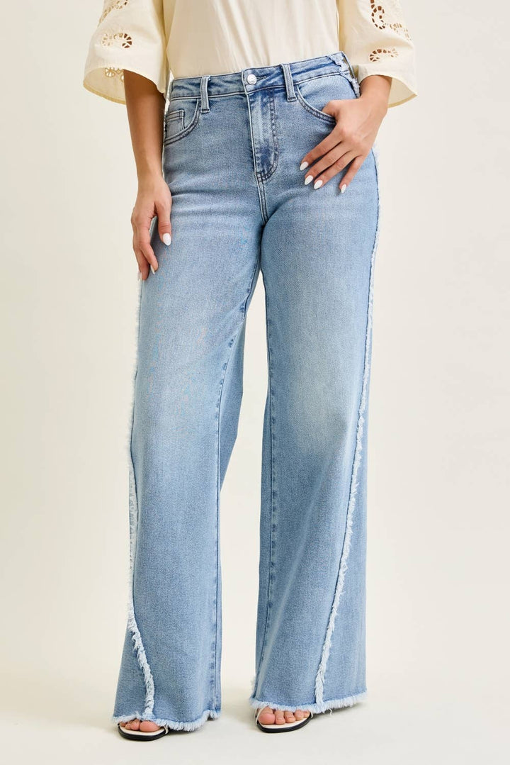 The Split Decision| Judy Blue Wide w/ Raw Twisted Outseam