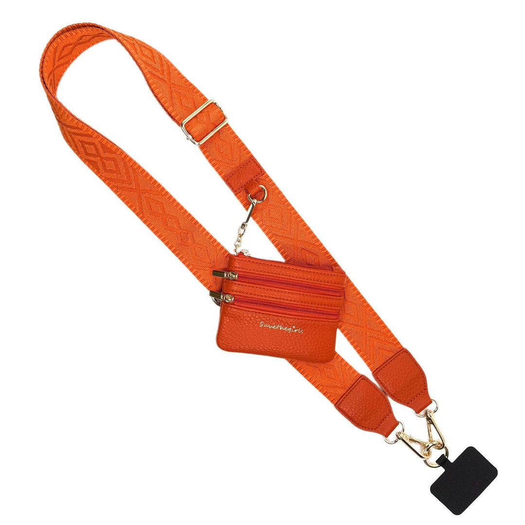 Clip &amp; Go Strap Jacquard design w/Zippered Pouch Classic Phone Holder
