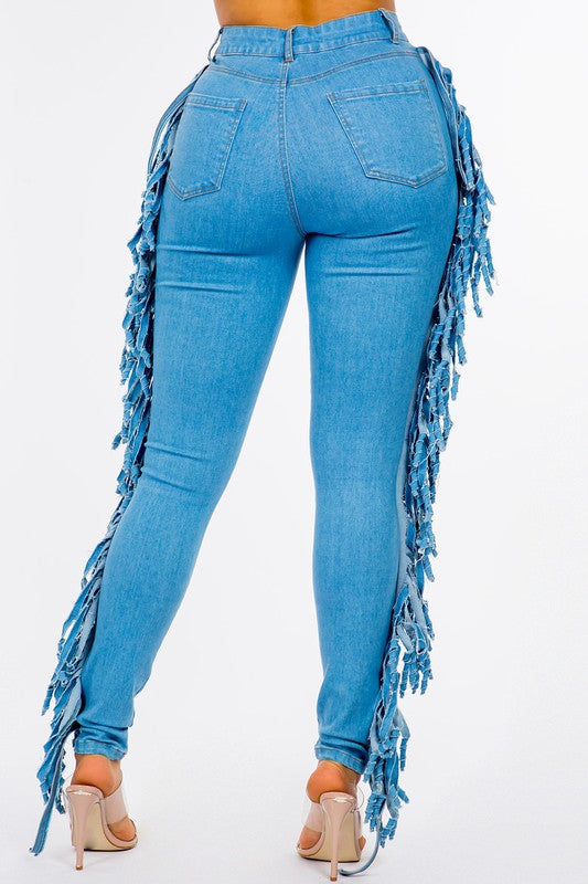 Carrie Distressed Fringe Skinny Leg Jeans