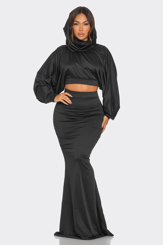 Bianca Crop Hoodie Skirt Set