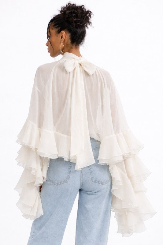 Romantic Drama Tiered Sleeves Top