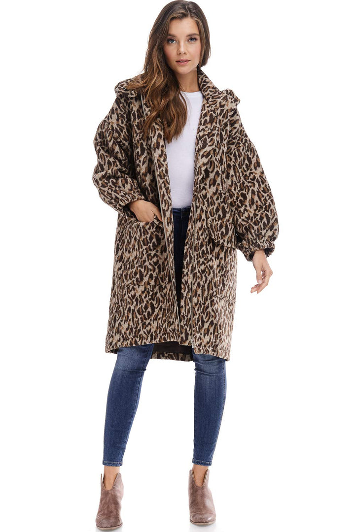 Leopard Puff Sleeve Coat