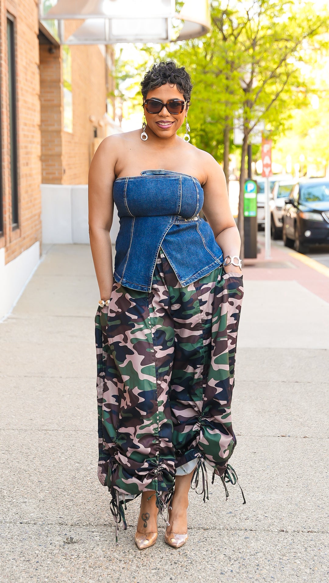 Gather Around Ruched Camo Drawstring Pants