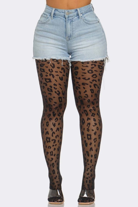 Leopard Print Mesh Stockings