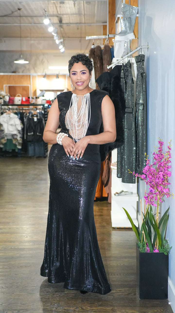 It’s All Pearls & Sequin Dress (Black)