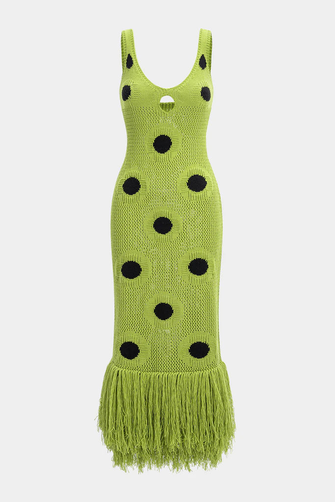 Envision Dots Fringe Knit Dress