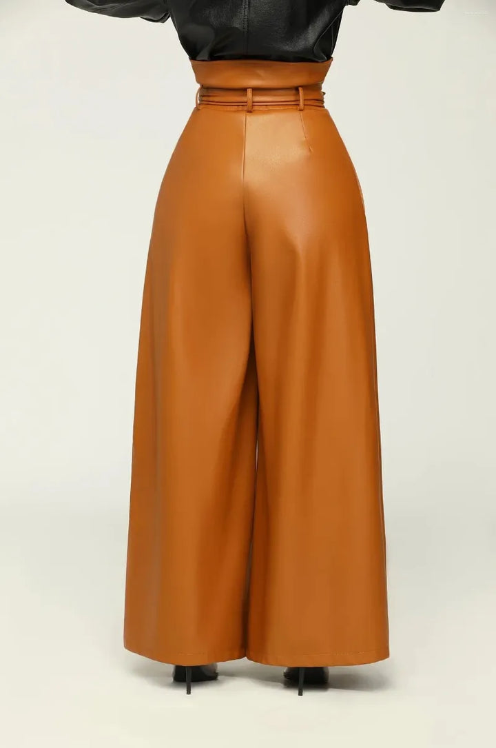 Raven Faux Leather Pants (Camel)