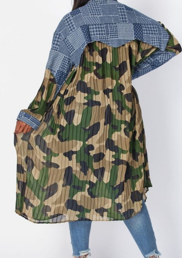 Camo duo Denim Pleat Dress