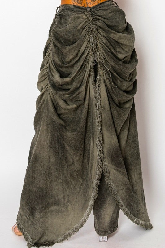 Draped Over Fringe Jeans (Olive)