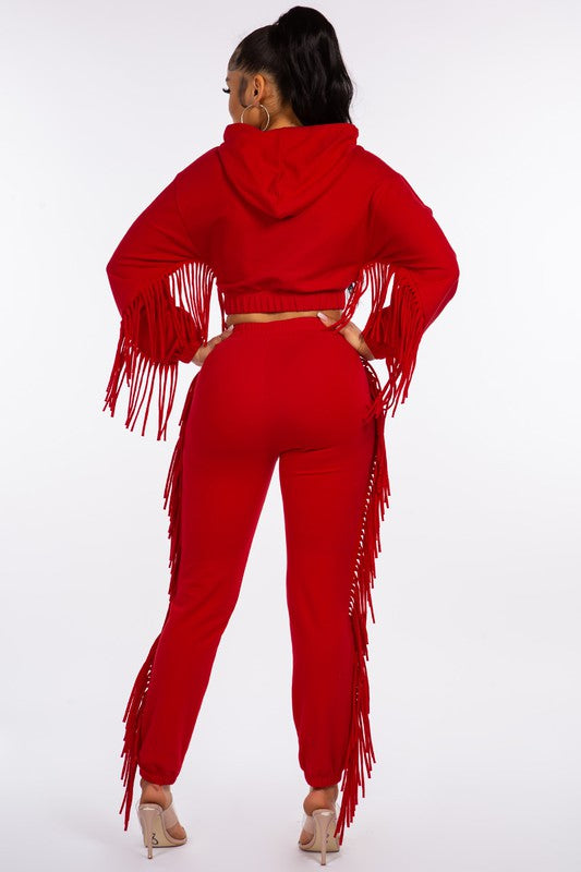 French Terry Fringe Jogger Set