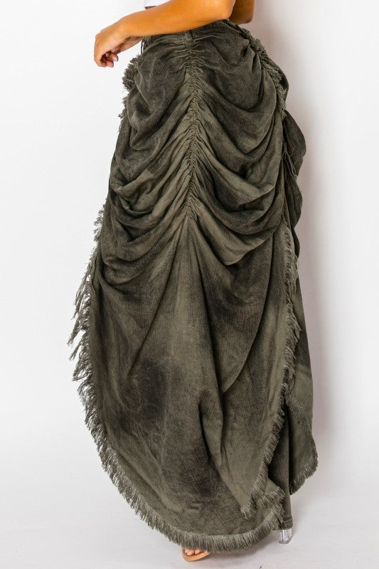 Draped Over Fringe Jeans (Olive)