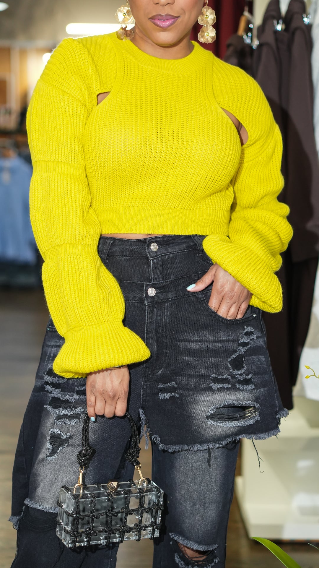 Double Layered Distressed Denim Jeans