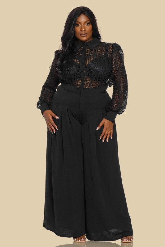Celine Crochet Wide Leg Pants Set