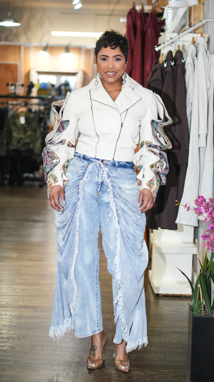 Draped Over Fringe Jeans ( Lt Denim)