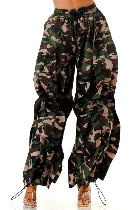 Bring on the Dramatic Camo Ruffle Pants