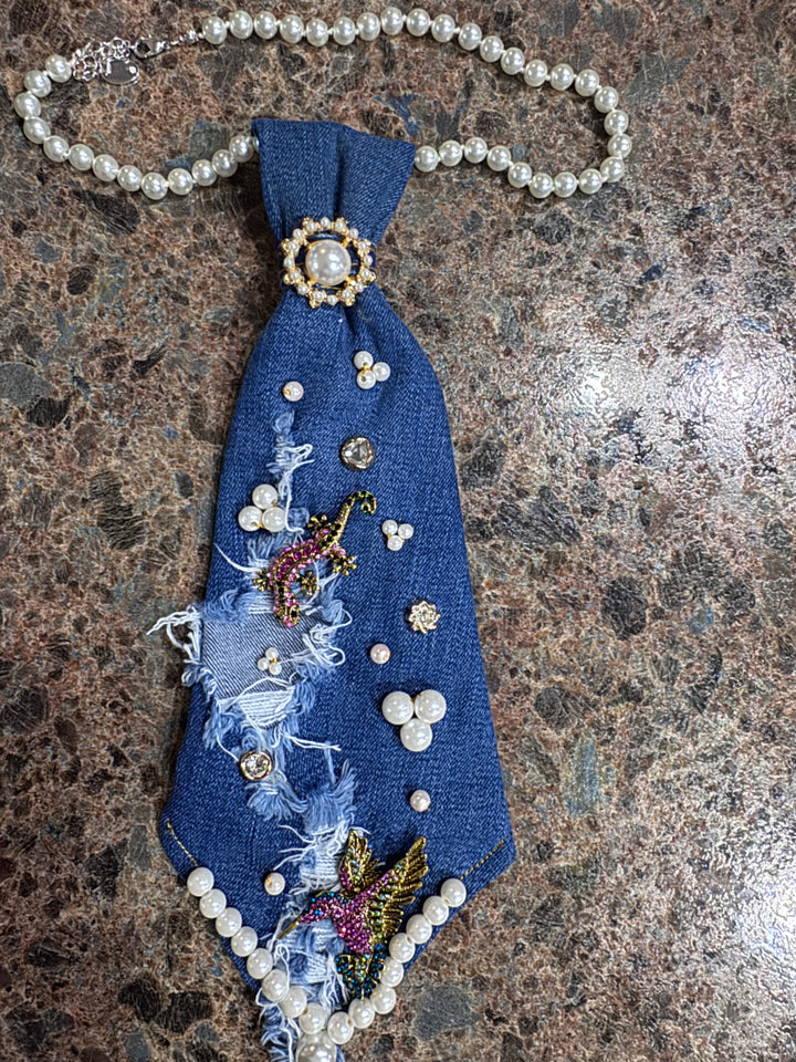 Denim Tie w/frog & accessories