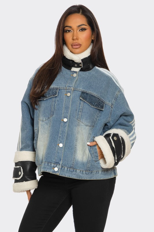 Warm me up Denim faux Fur Jacket