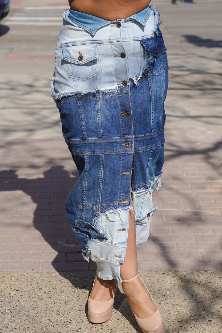 Can't Decide Which Way Denim Skirt