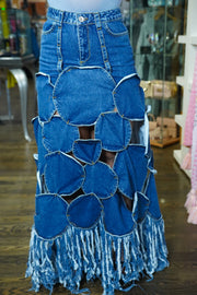 【GRANCY】Fringedesign Denim Skirt GRANCY】Fringedesign Denim Skirt / フリンジデザイン デニム