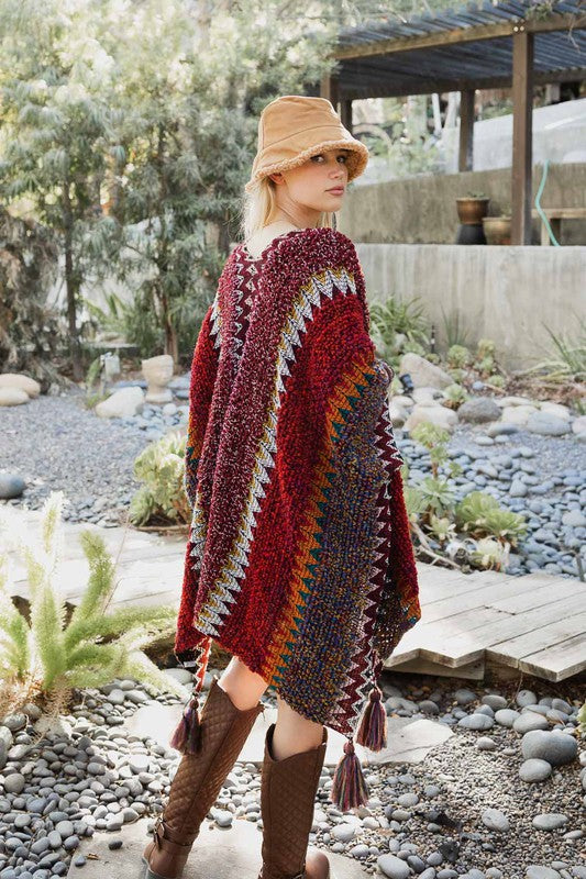 Multi Fringe Tassel Poncho