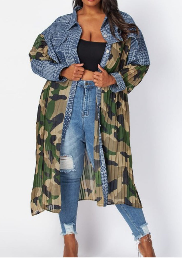 Camo duo Denim Pleat Dress