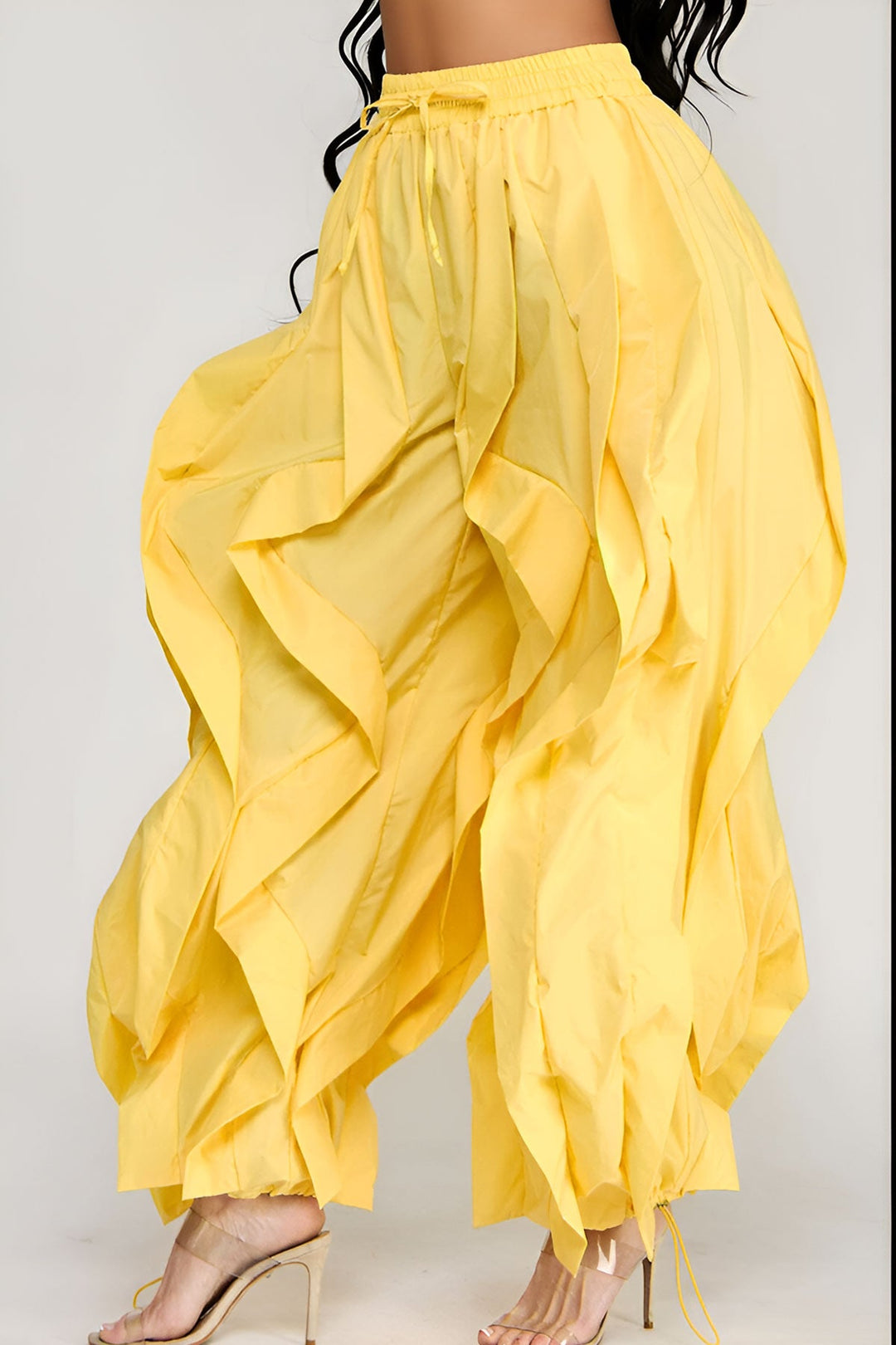 Wide Leg dramatic Drawstring Joggers (Yellow)