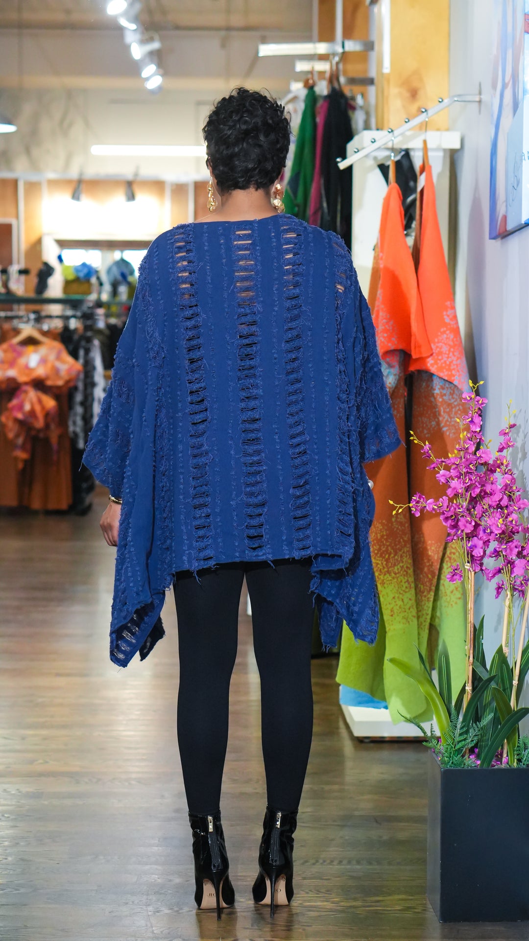 All Ripped Up Asymmetrical Oversized Top (Dark Blue)