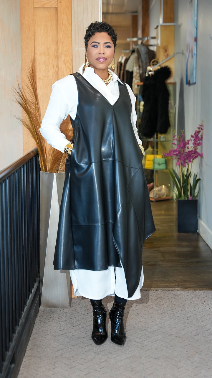 Noir  Muse Asymmetrical Faux Leather Dress