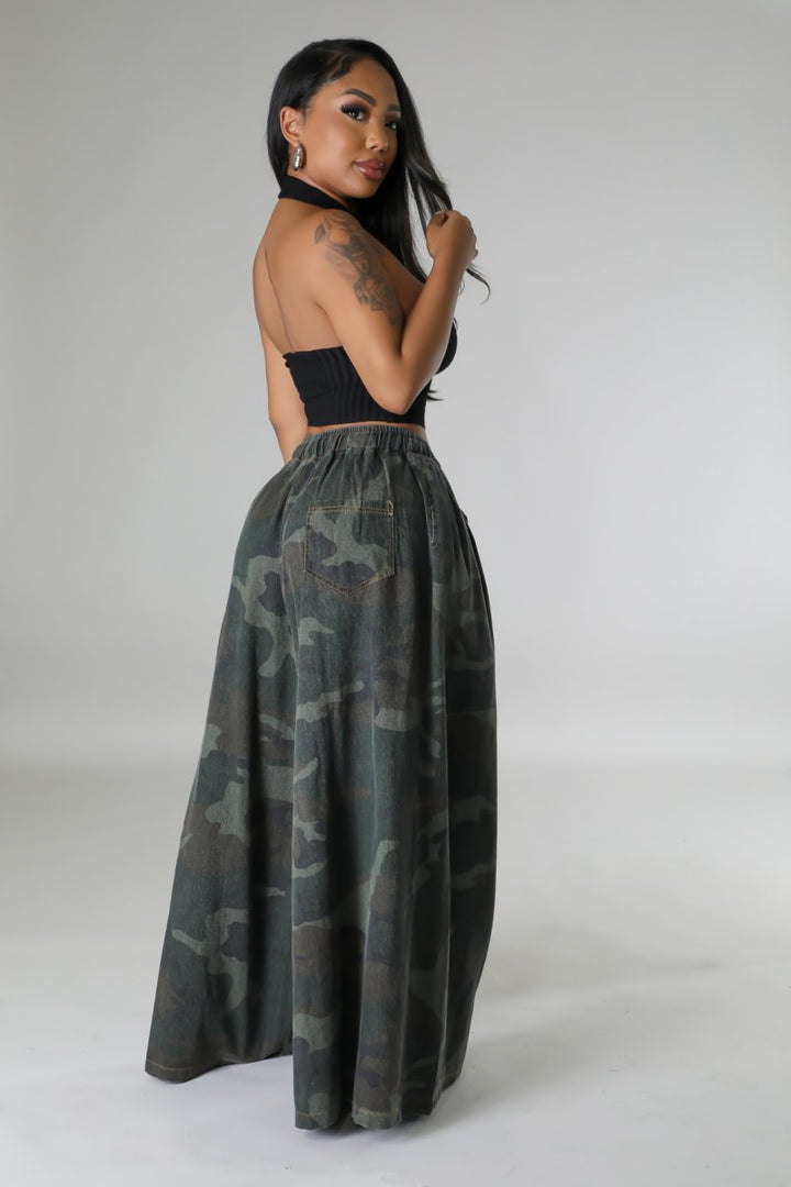 All Wide Leg Elastic Camo Jean