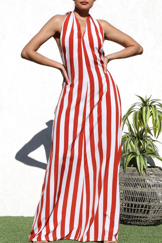 Coastal Cabana Stripe Maxi Dress