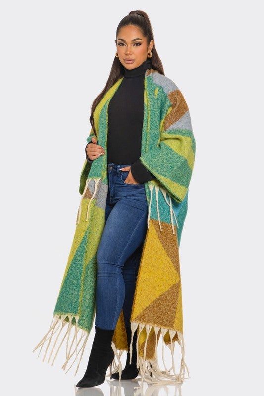 Fallon Fuzzy Cardigan- Lime/Green/Brown