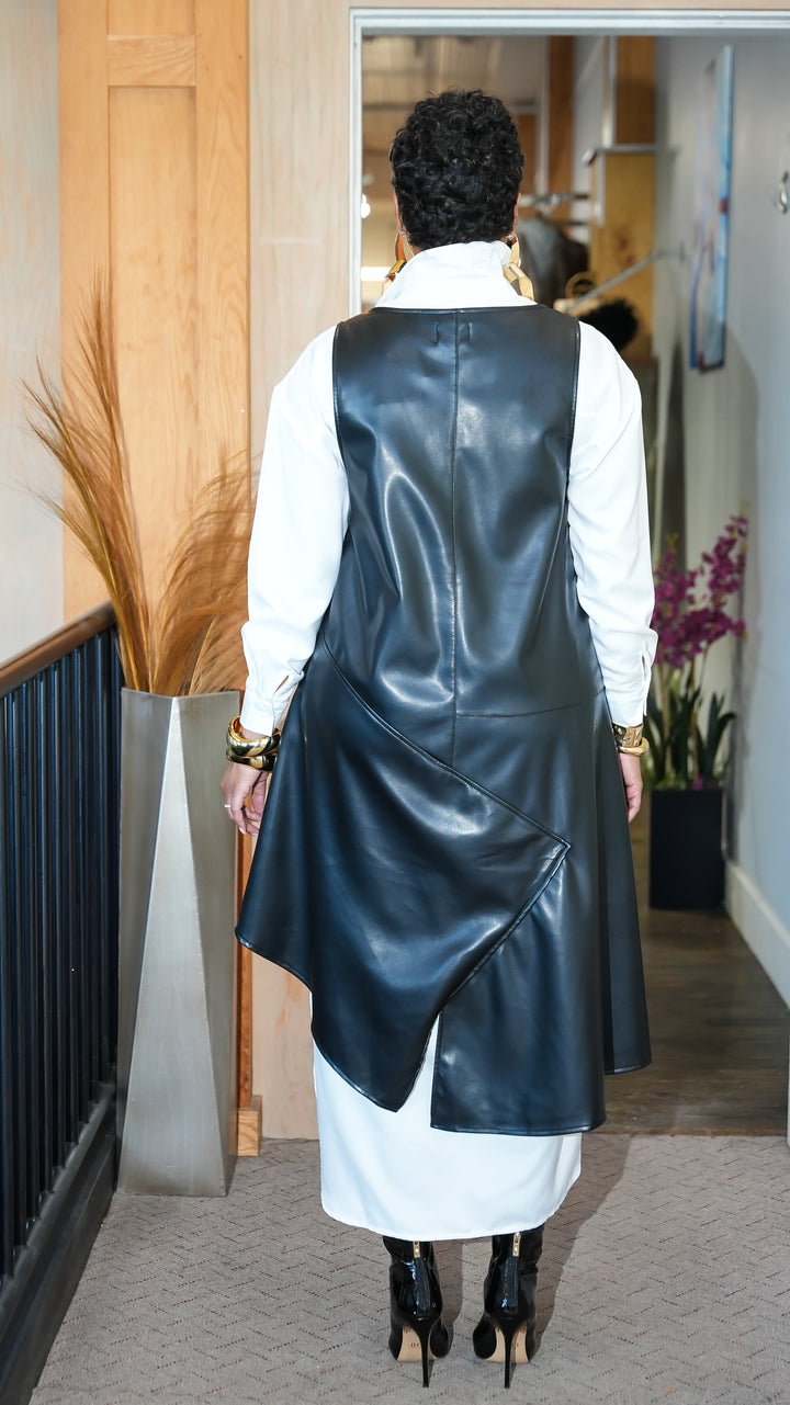 Noir  Muse Asymmetrical Faux Leather Dress