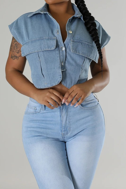 Totally Invested Denim Top