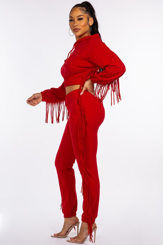 French Terry Fringe Jogger Set