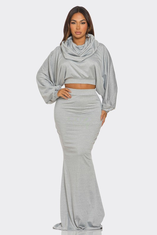 Bianca Crop Hoodie Skirt Set