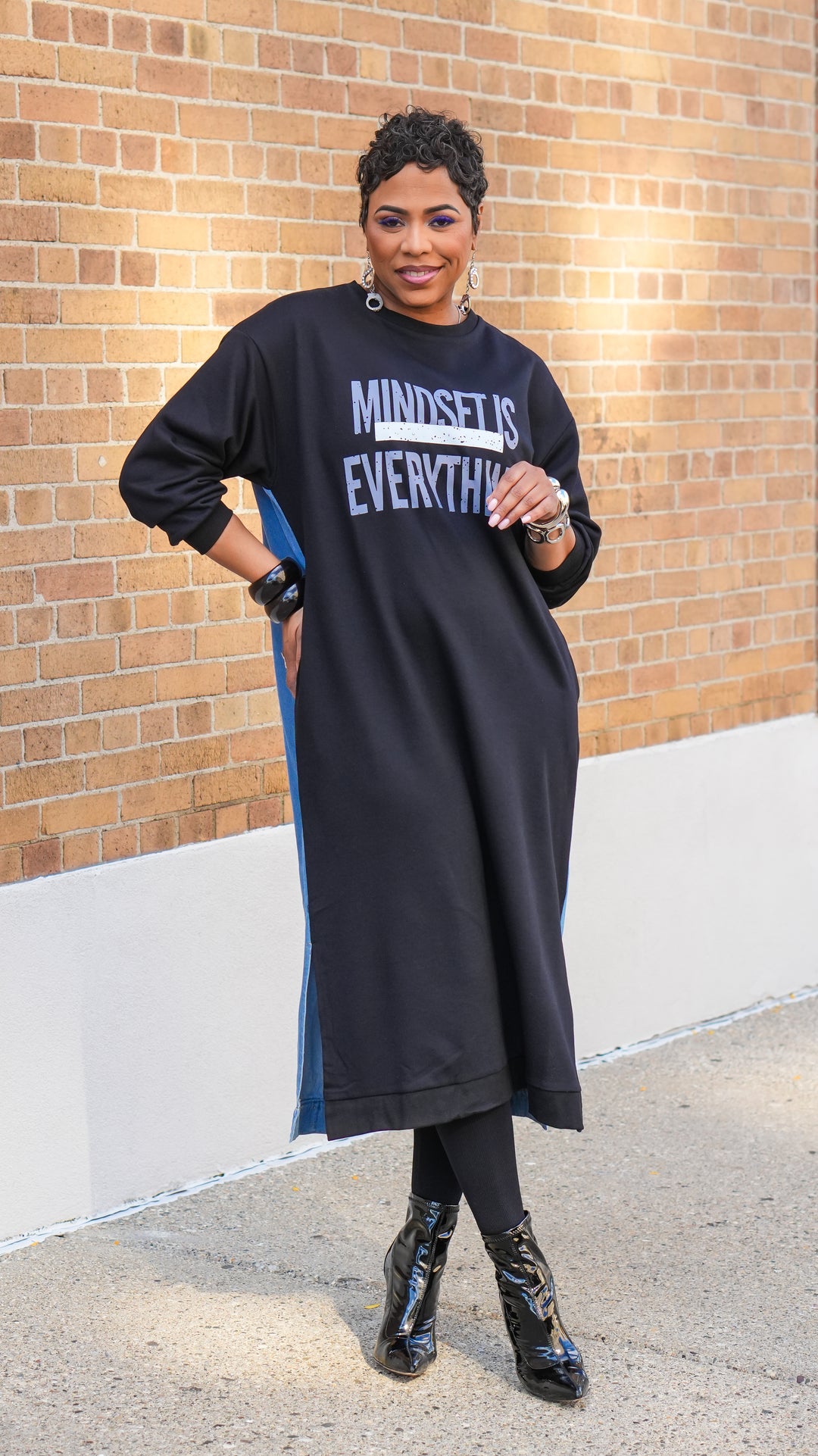 Mindset is Over Everything Denim Mix Dress